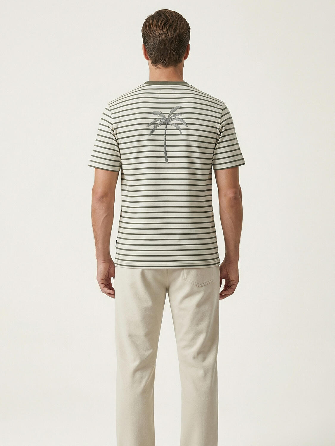 Haki Pamuk Dokulu Regular Fit Tişört - 4