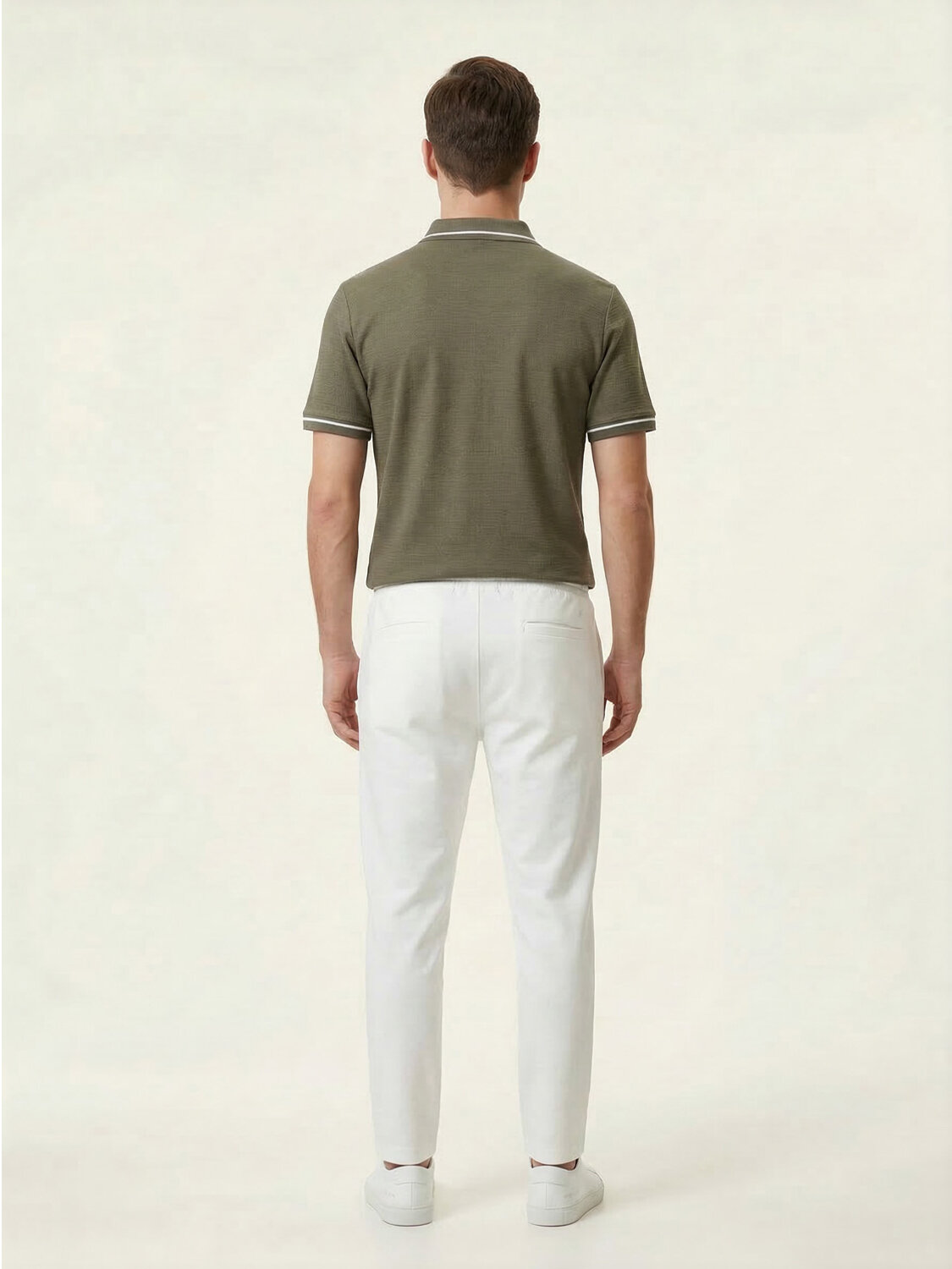 Haki Pamuk Dokulu Regular Fit Tişört - 4