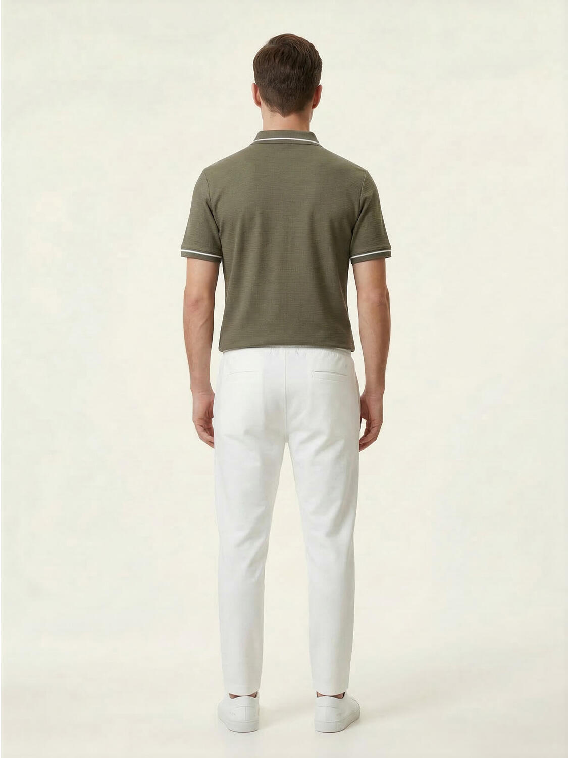 Haki Pamuk Dokulu Regular Fit Tişört - 4