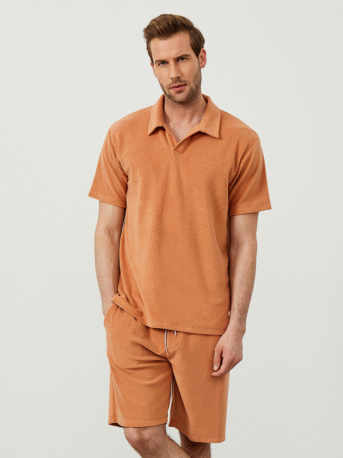 Kahverengi Oversize Pamuklu Havlu Tişört - 1