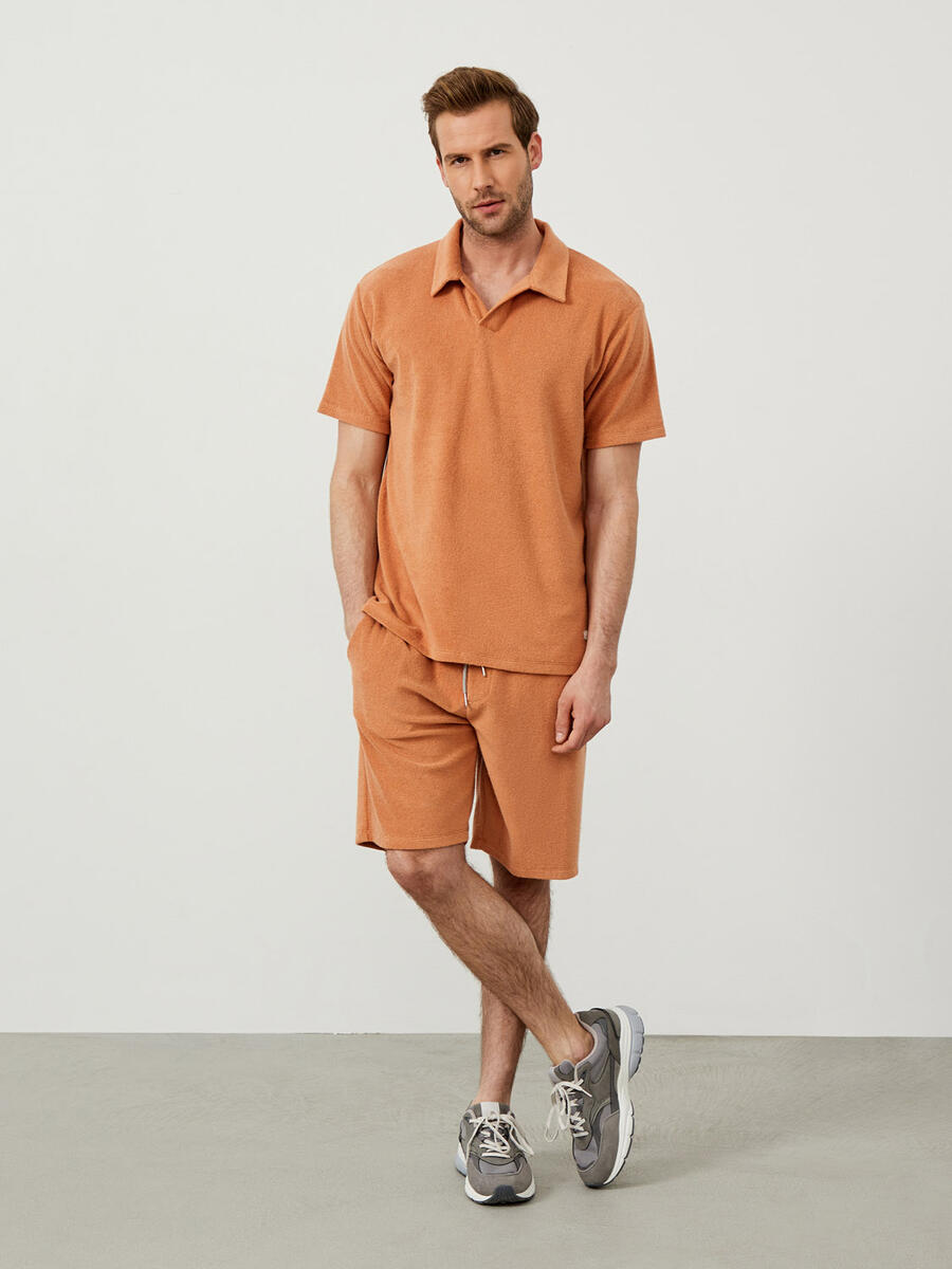 Kahverengi Oversize Pamuklu Havlu Tişört - 2