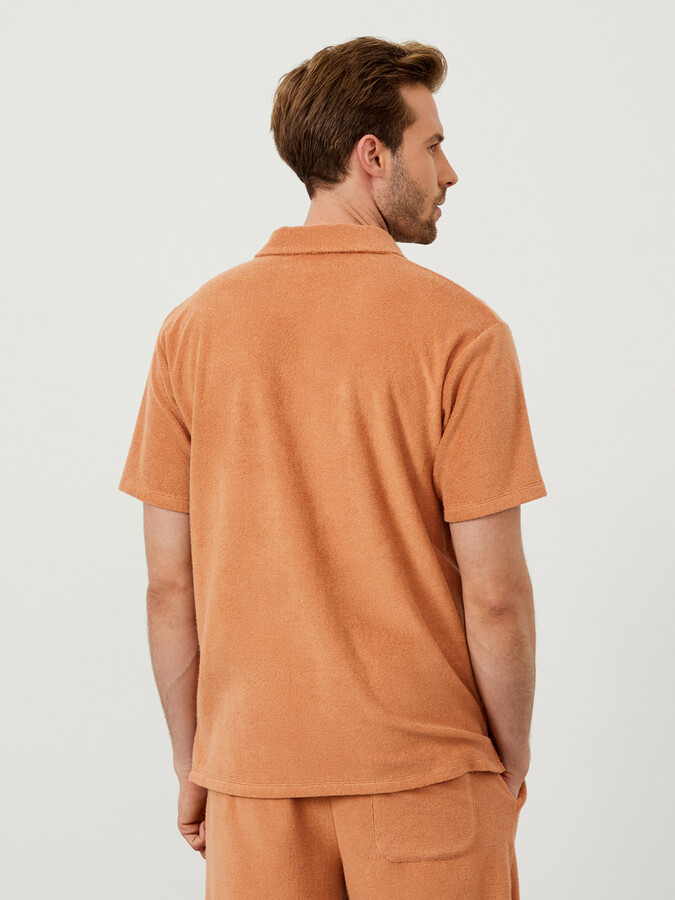 Kahverengi Oversize Pamuklu Havlu Tişört - 5