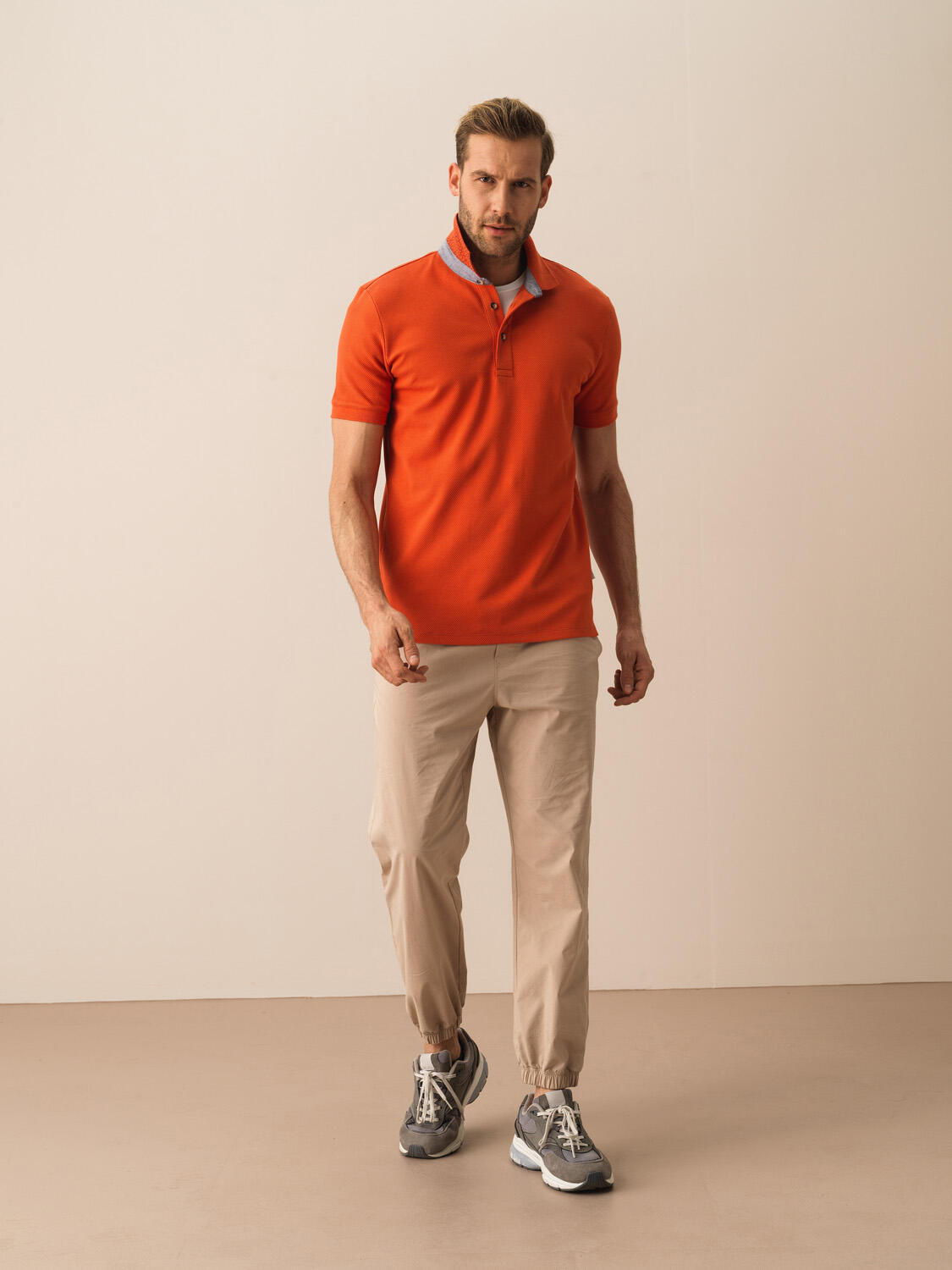 Kiremit Pamuk Dokulu Slim Fit Tişört