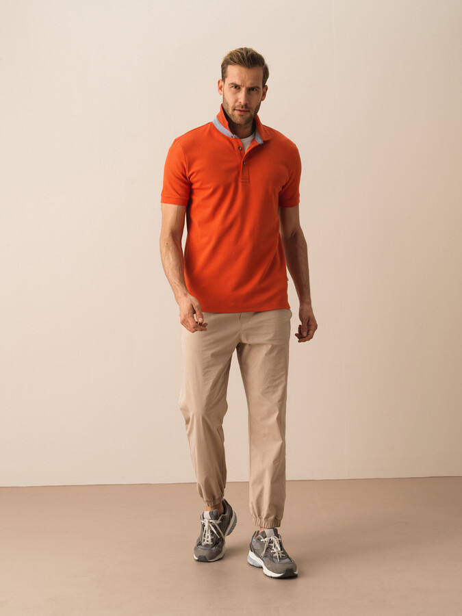 Kiremit Pamuk Dokulu Slim Fit Tişört - 1