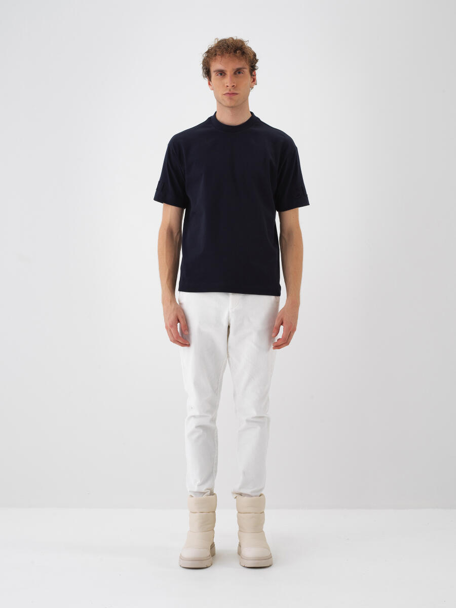 Lacivert Pamuk Dokulu Regular Fit Tişört - 2