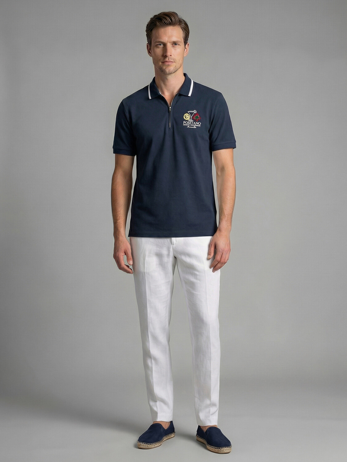 Lacivert Pamuk Dokulu Regular Fit Tişört (1)