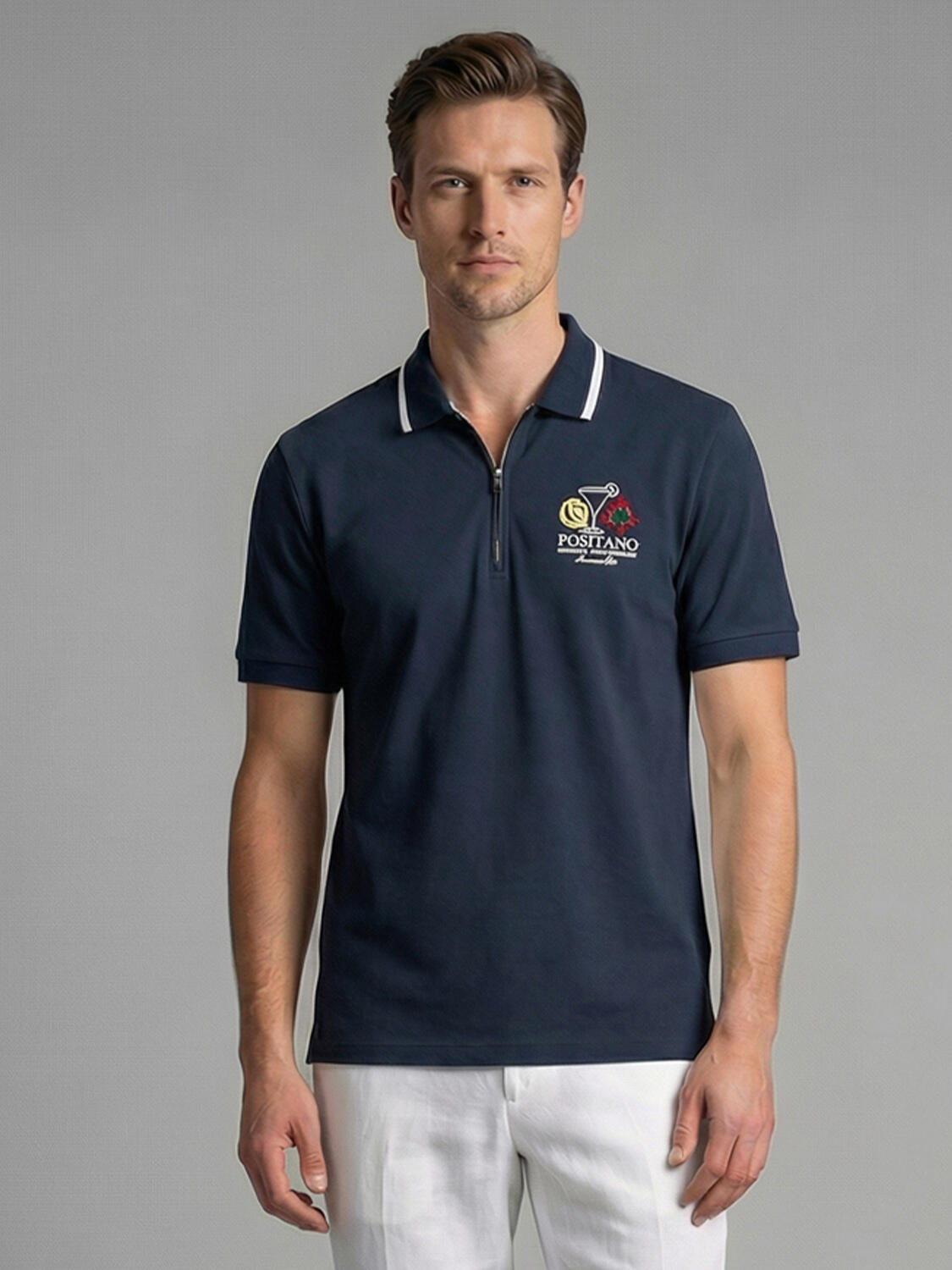 Lacivert Pamuk Dokulu Regular Fit Tişört - 1