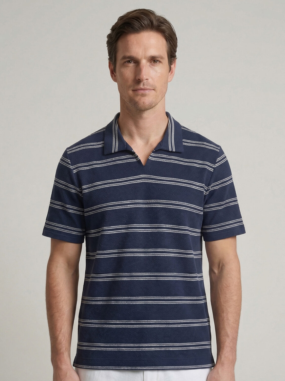 Lacivert Pamuk Dokulu Regular Fit Tişört