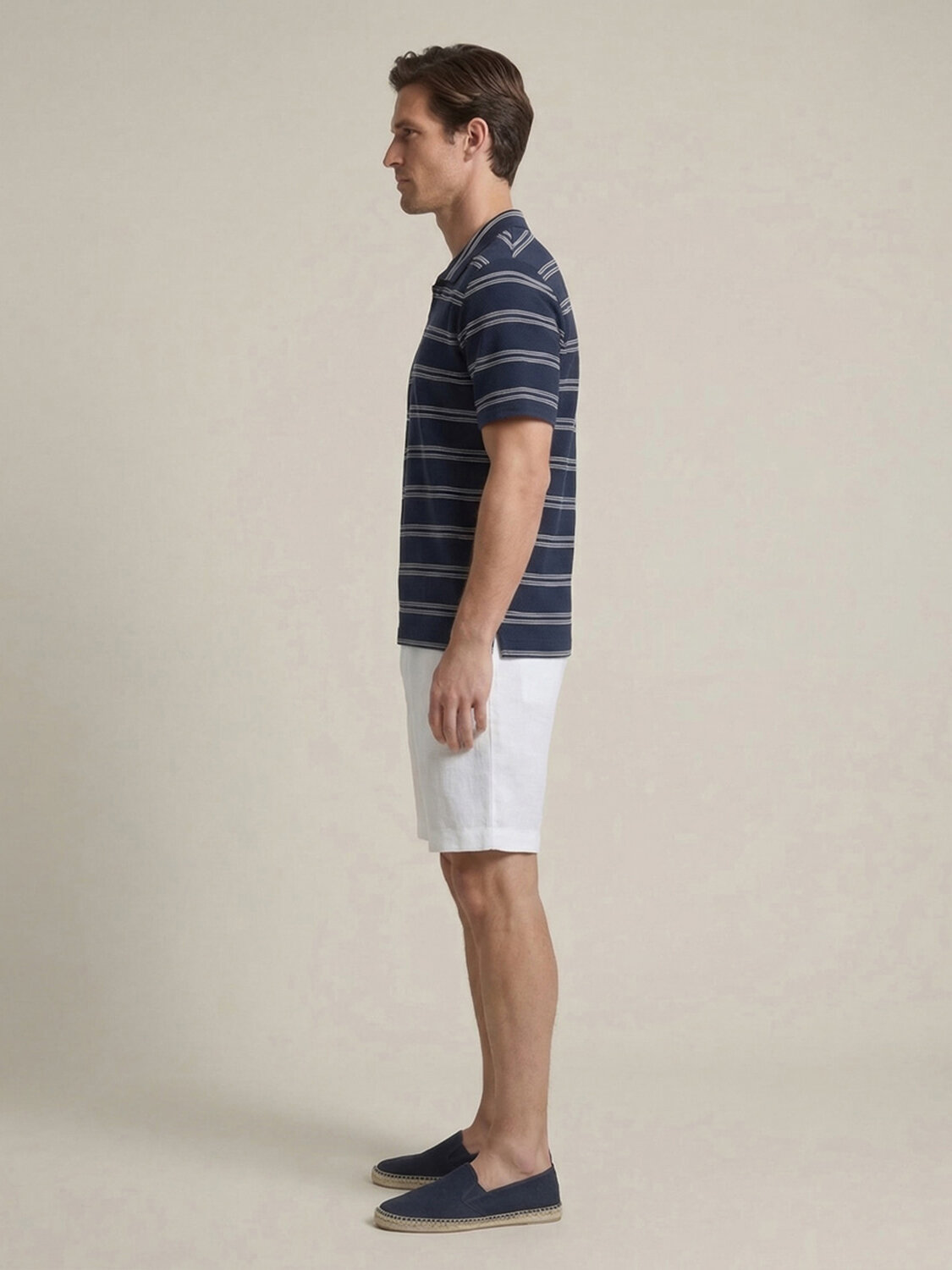 Lacivert Pamuk Dokulu Regular Fit Tişört - 3