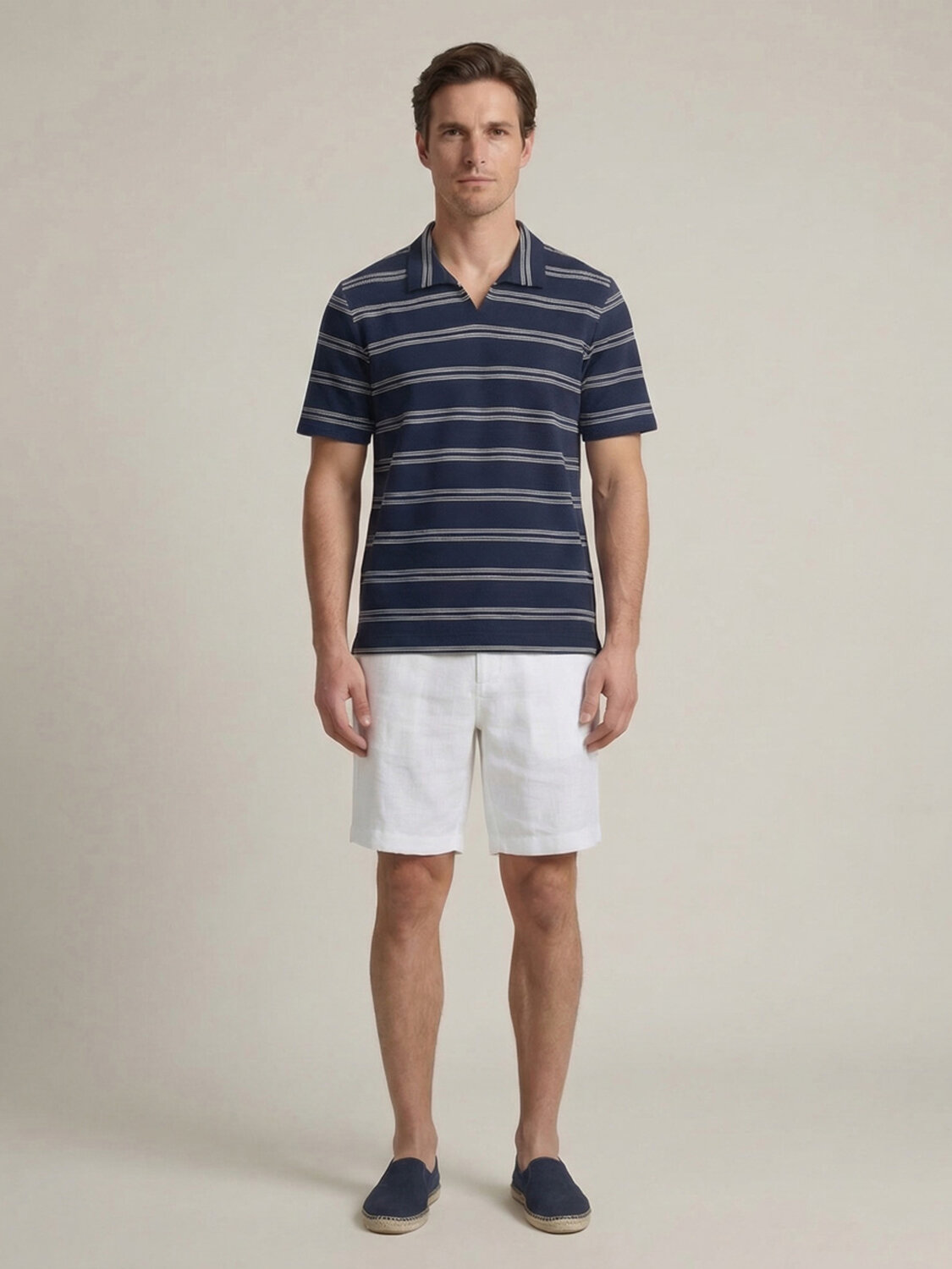 Lacivert Pamuk Dokulu Regular Fit Tişört - 4