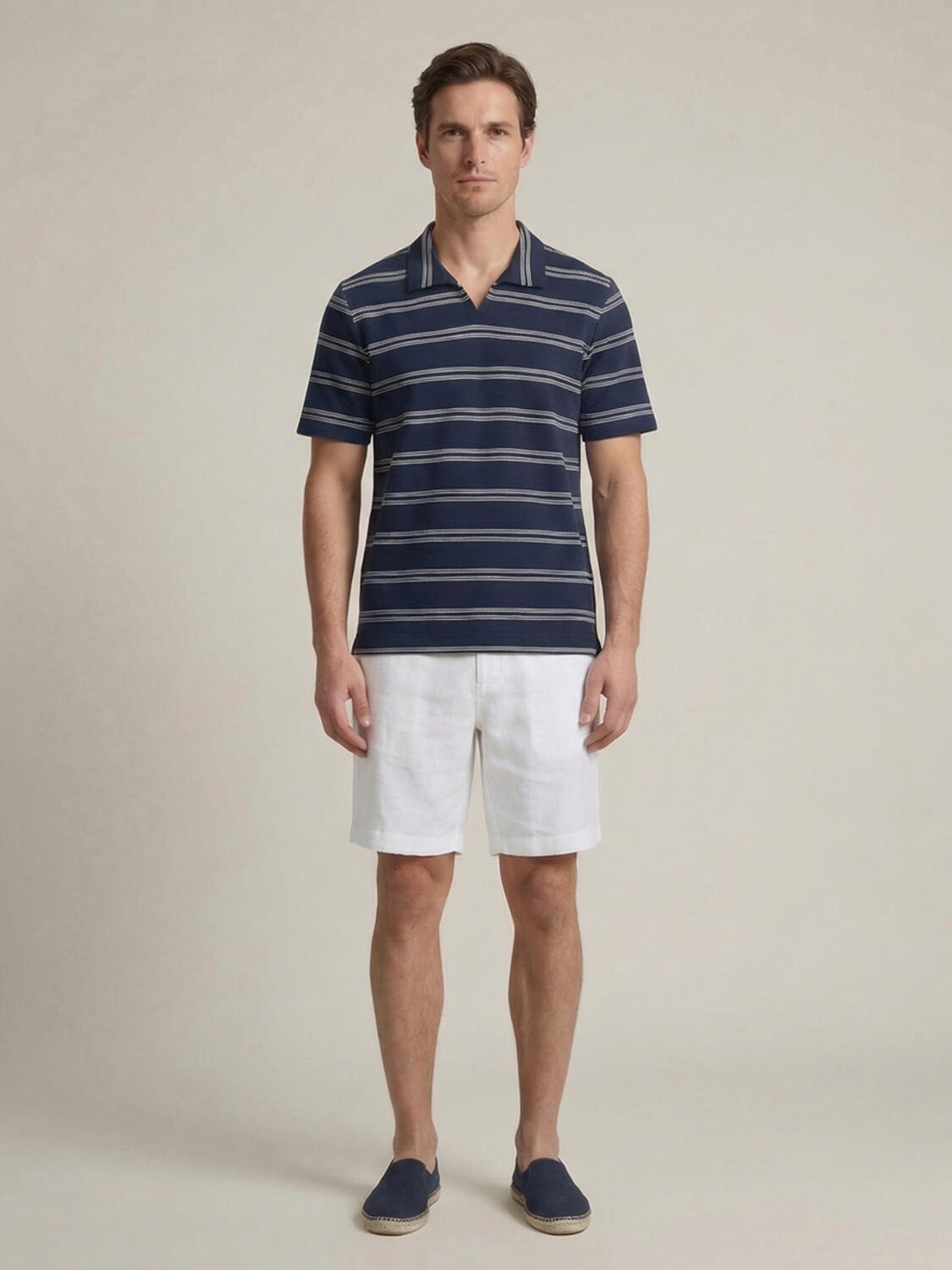 Lacivert Pamuk Dokulu Regular Fit Tişört - 4