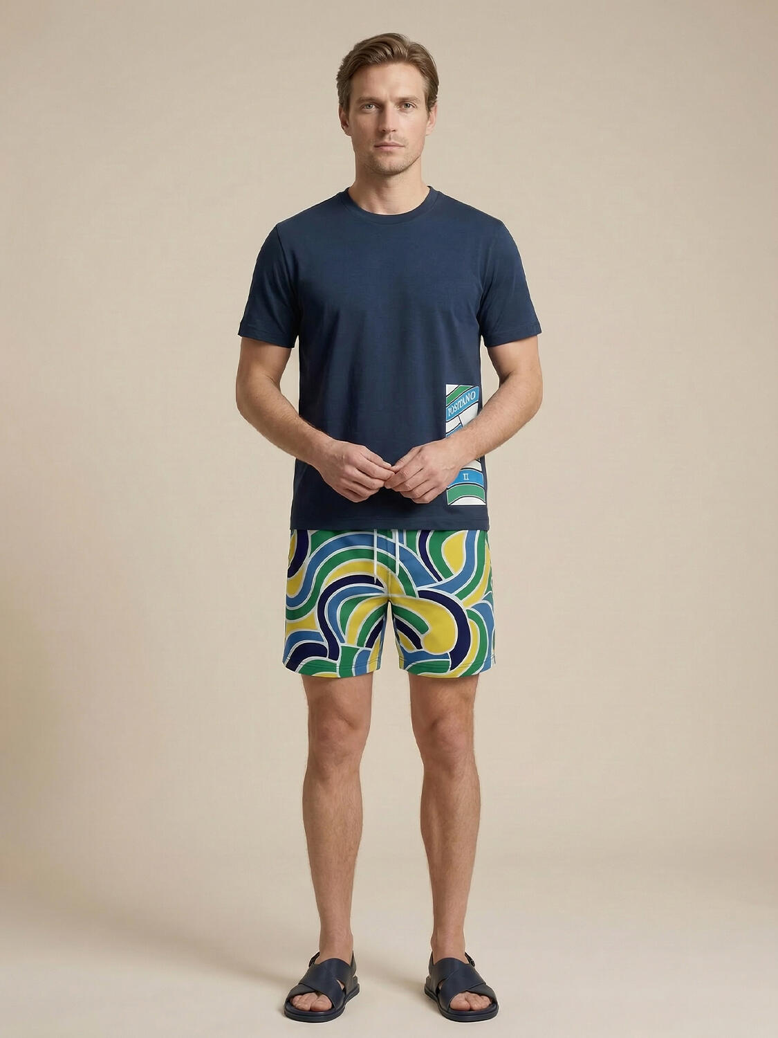 Lacivert Pamuk Dokulu Regular Fit Tişört - 3