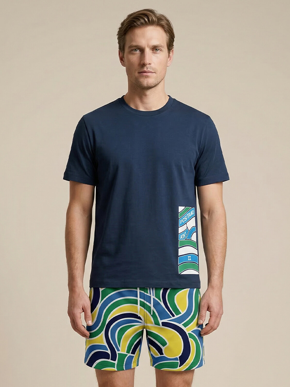 Lacivert Pamuk Dokulu Regular Fit Tişört