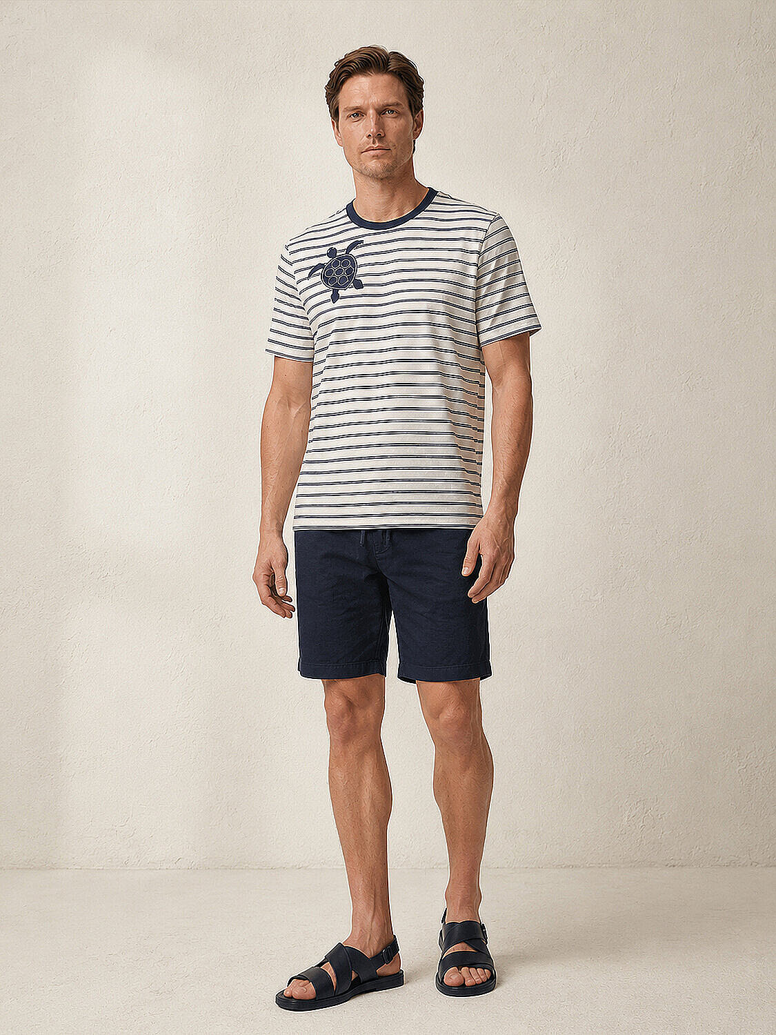 Lacivert Pamuk Dokulu Regular Fit Tişört - 2