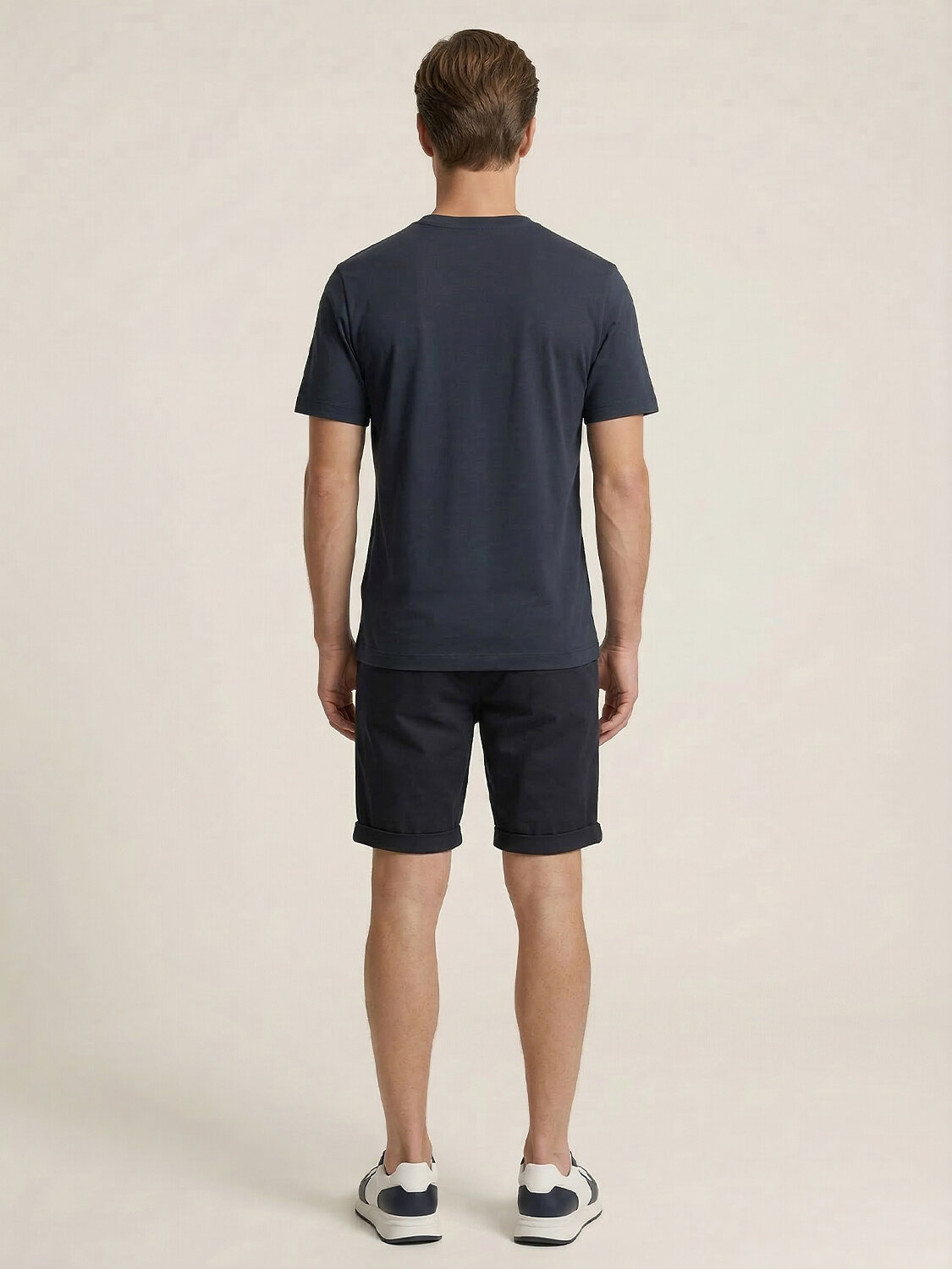 Lacivert Pamuk Dokulu Regular Fit Tişört - 4