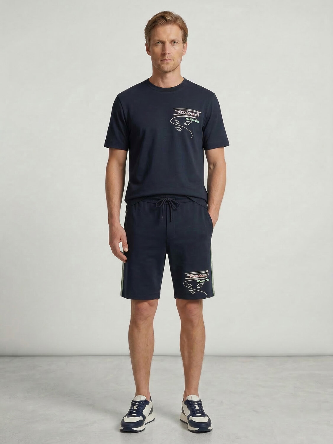 Lacivert Pamuk Dokulu Regular Fit Tişört - 4