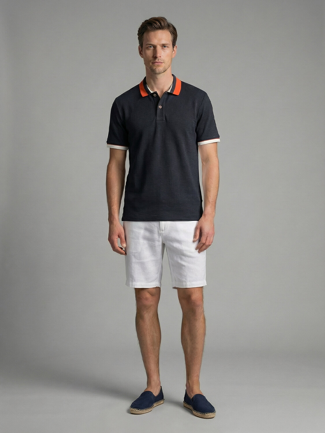 Lacivert Pamuk Dokulu Regular Fit Tişört (1)