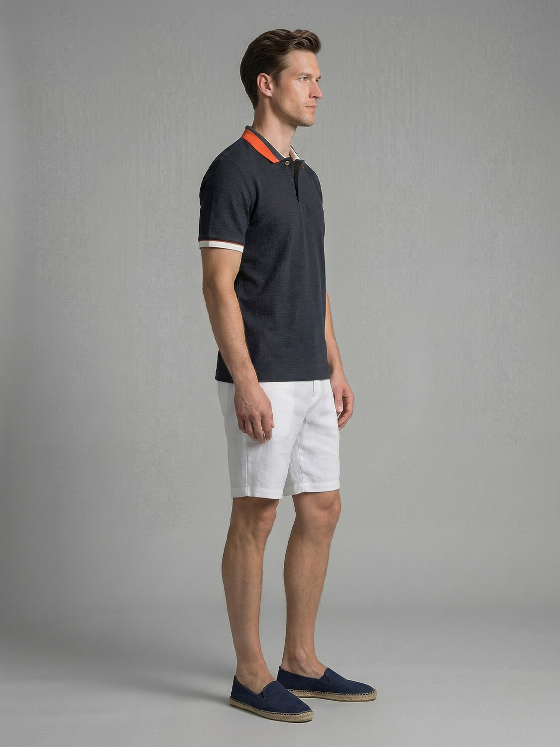 Lacivert Pamuk Dokulu Regular Fit Tişört - 3