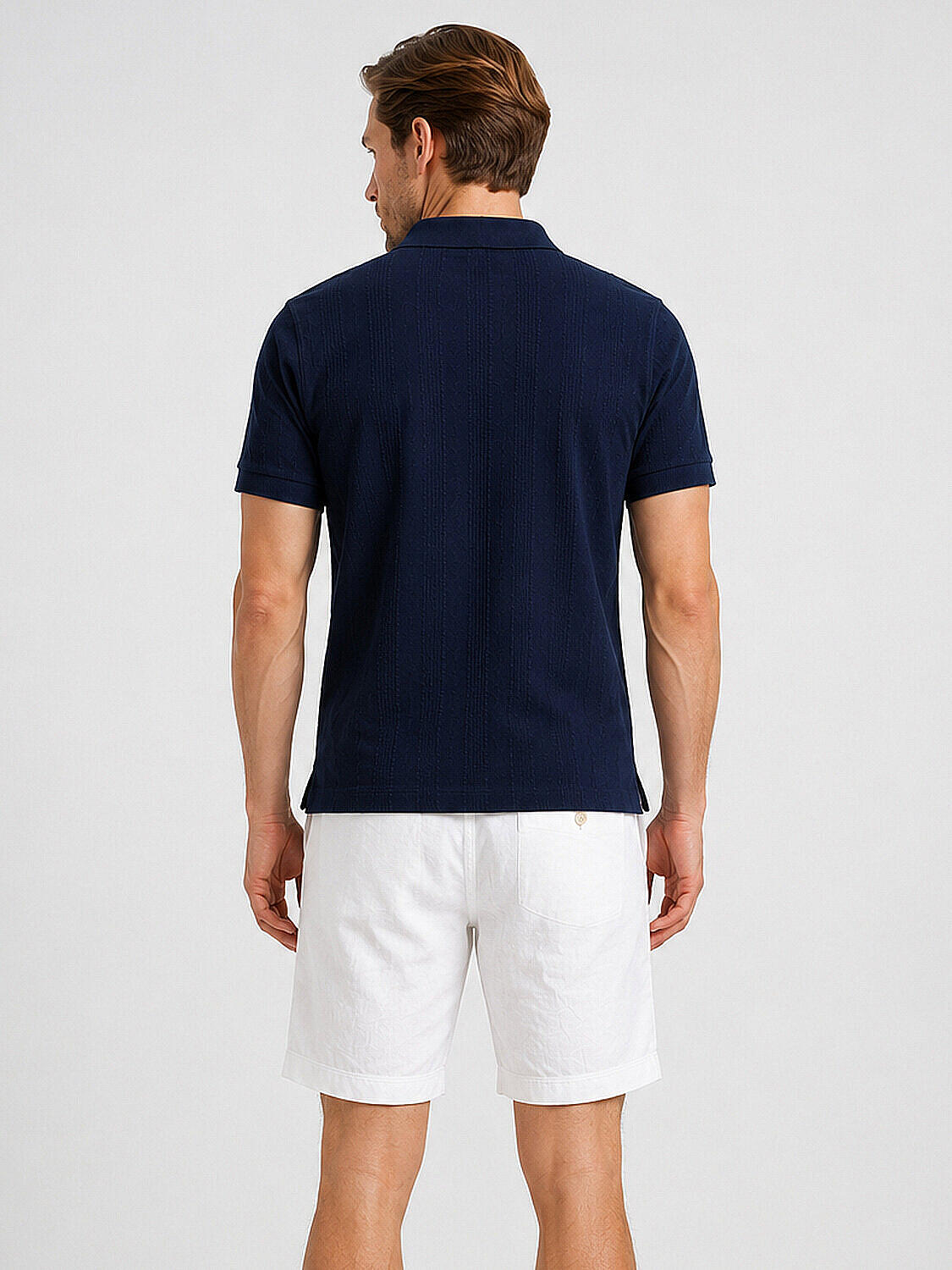 Lacivert Pamuk Dokulu Regular Fit Tişört - 4