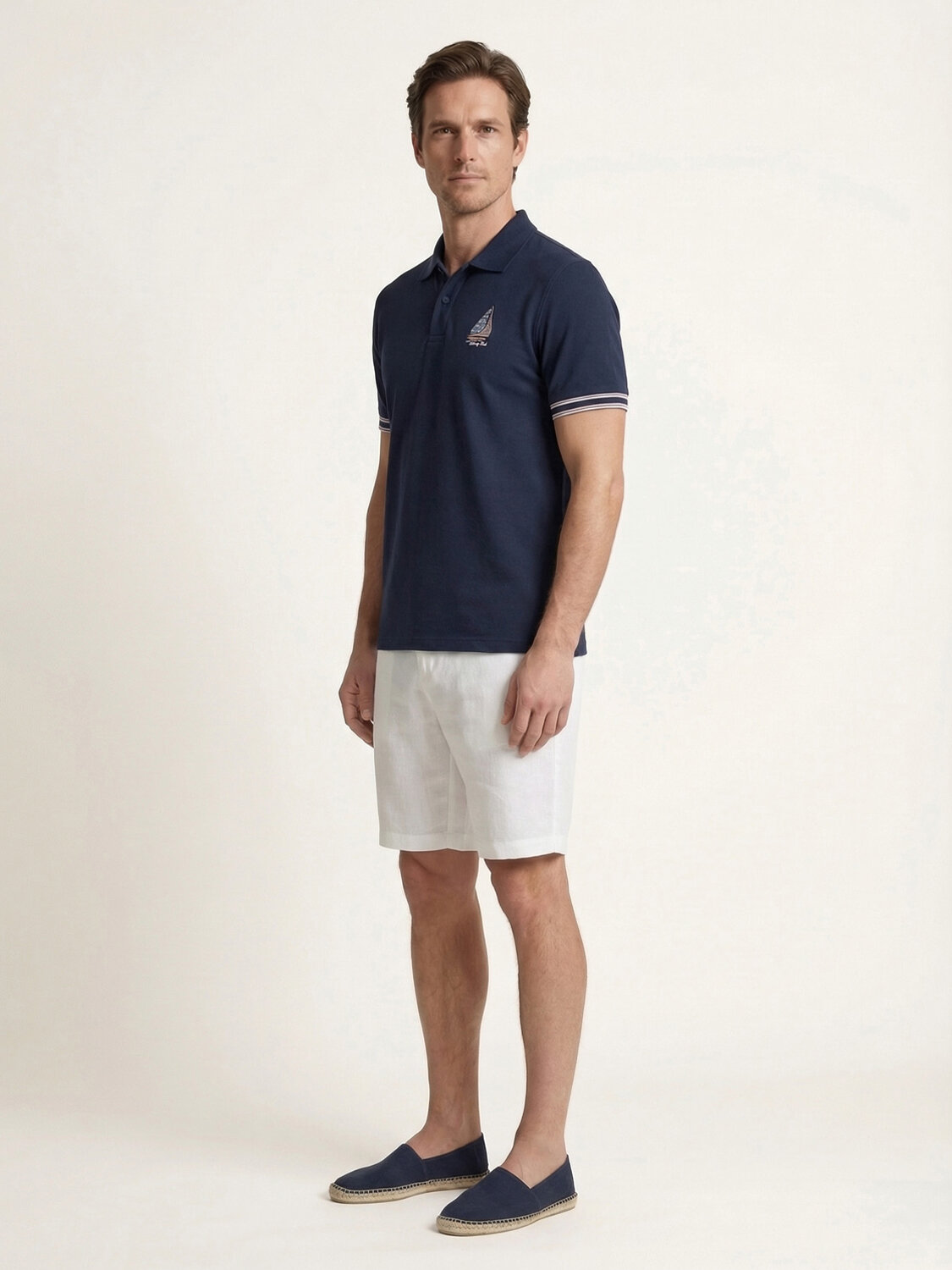 Lacivert Pamuk Dokulu Regular Fit Tişört - 3