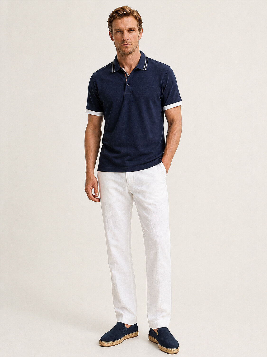 Lacivert Pamuk Dokulu Regular Fit Tişört - 2