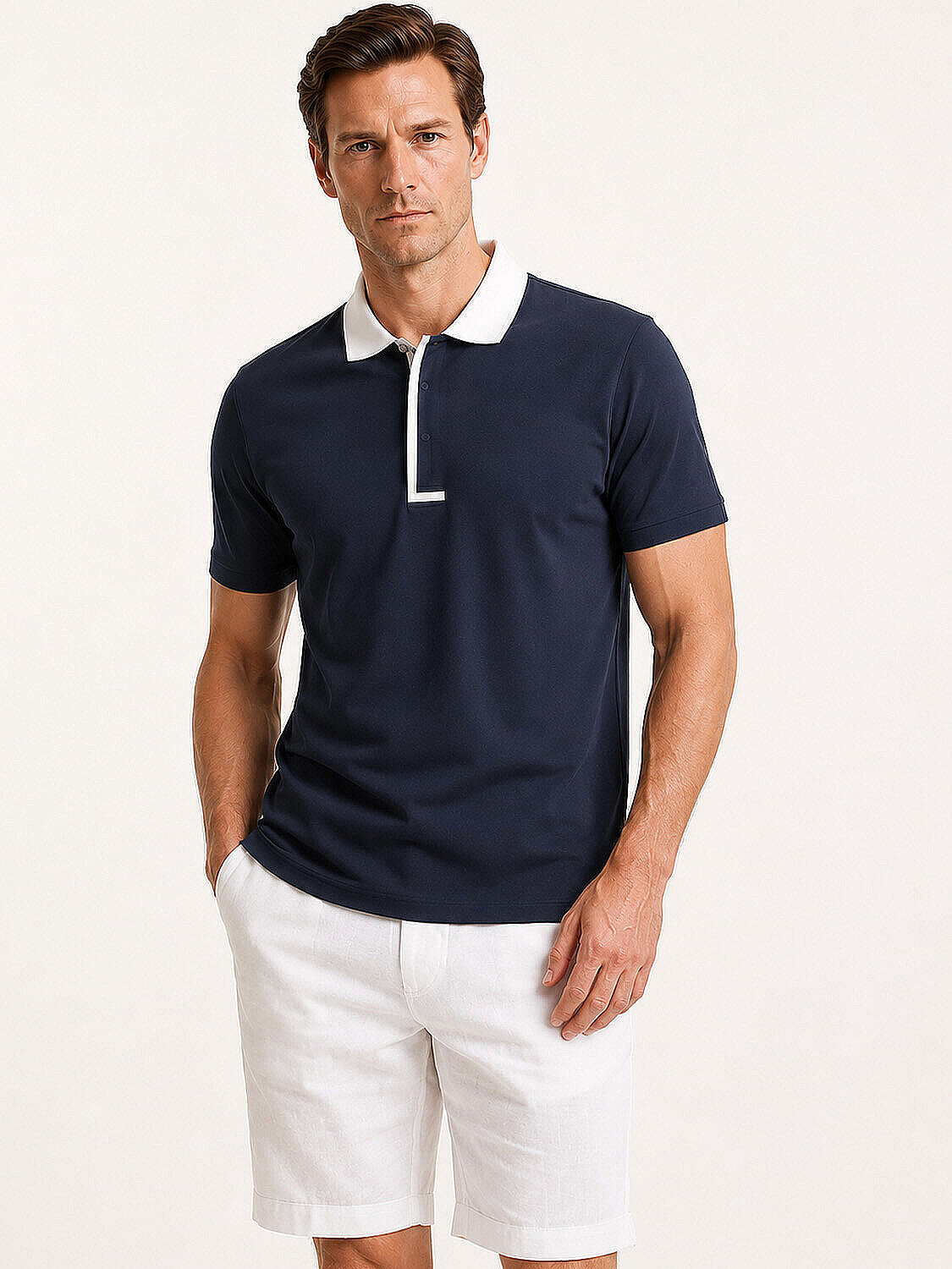 Lacivert Pamuk Dokulu Regular Fit Tişört - 1
