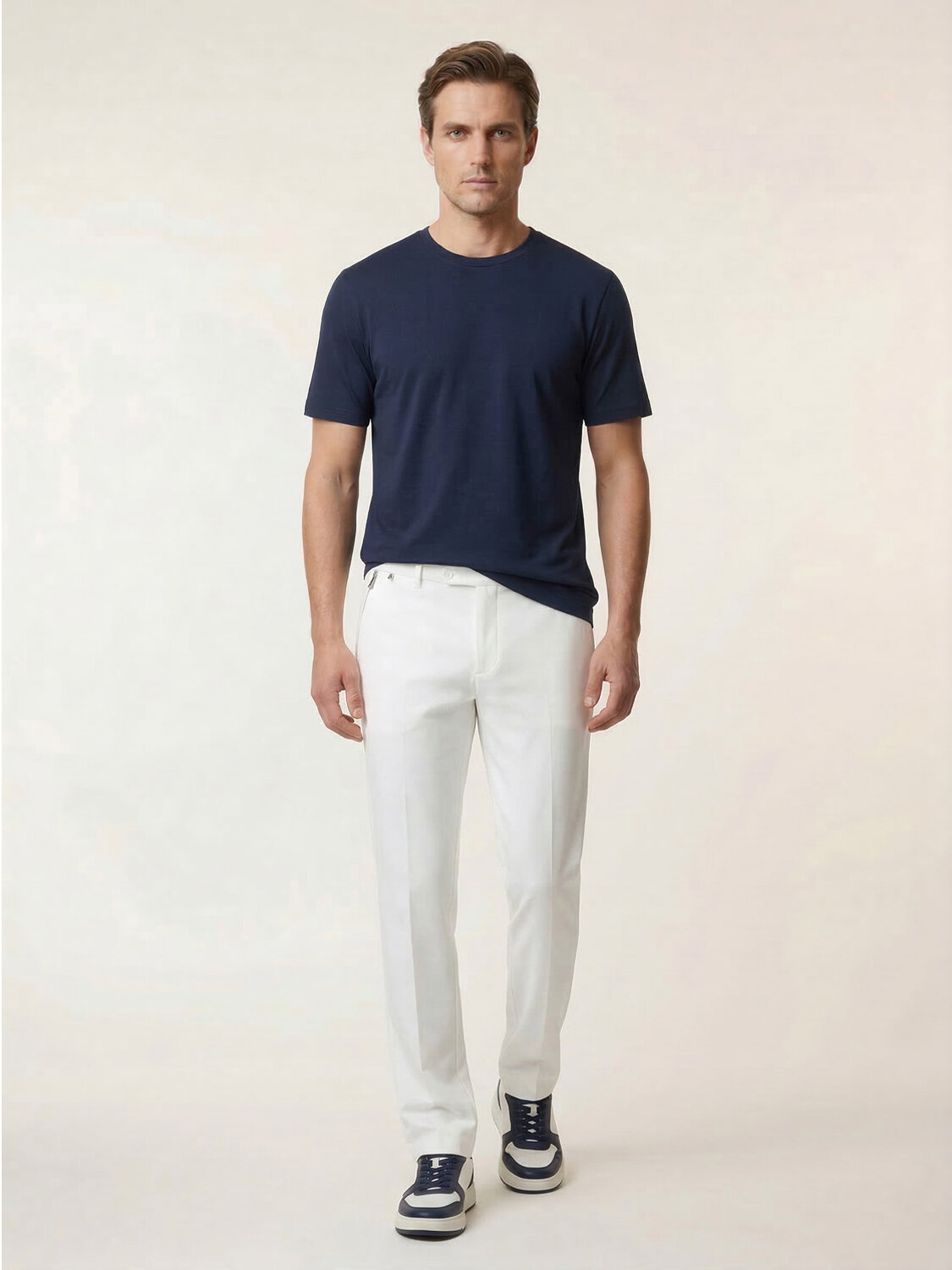 Lacivert Pamuk Dokulu Slim Fit Tişört (1)