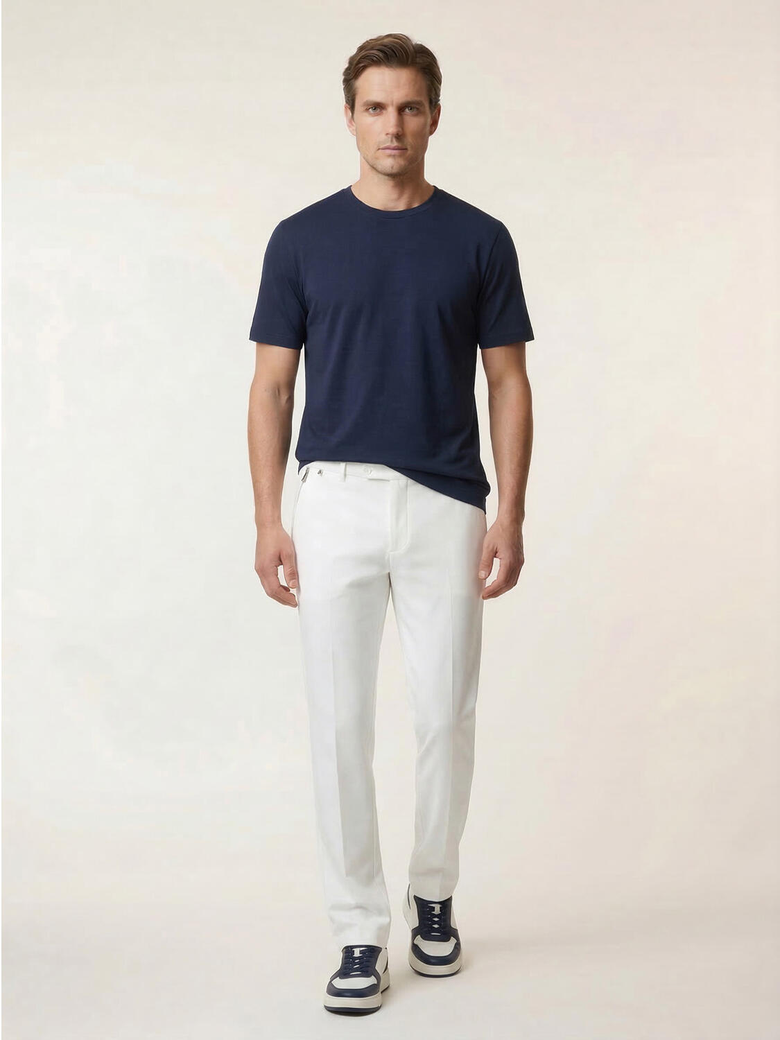 Lacivert Pamuk Dokulu Slim Fit Tişört - 2