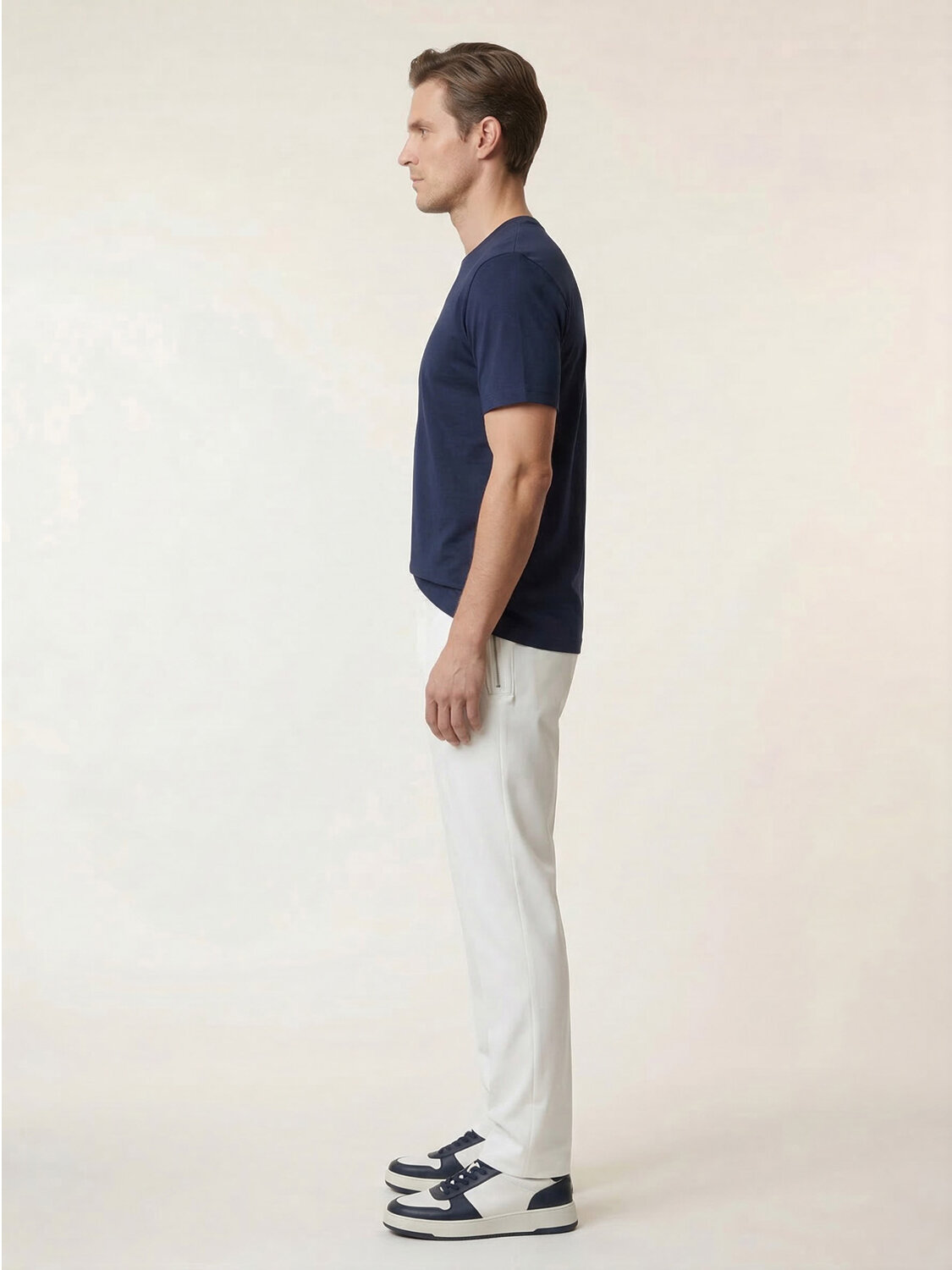 Lacivert Pamuk Dokulu Slim Fit Tişört - 3