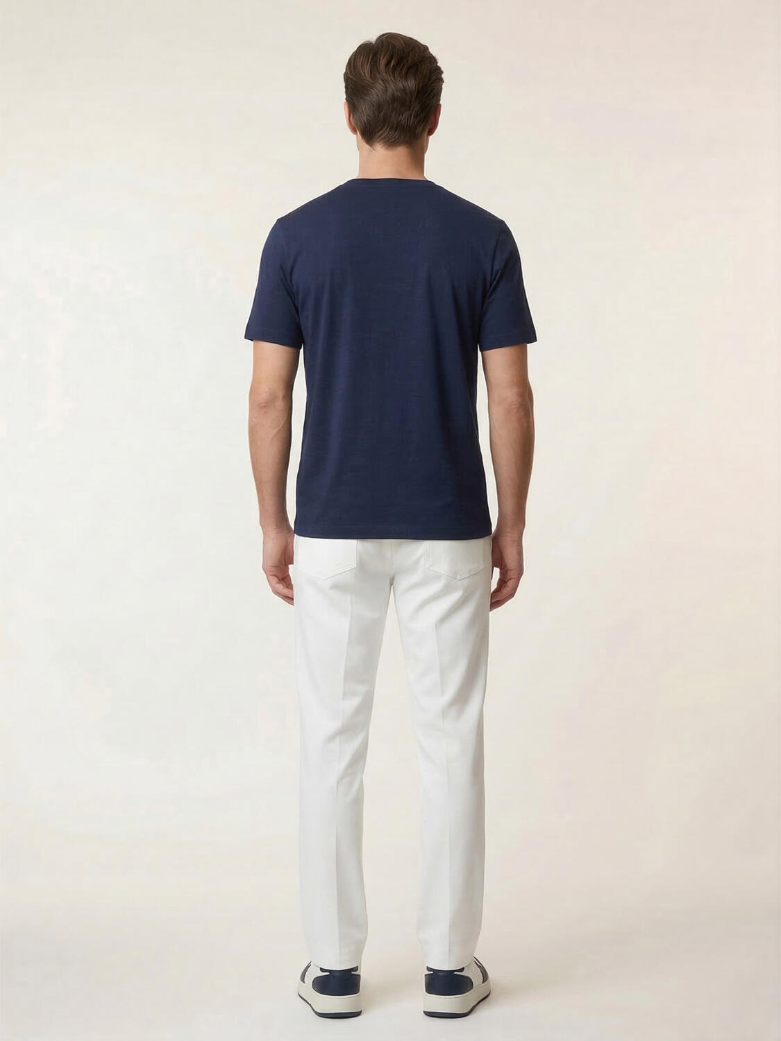 Lacivert Pamuk Dokulu Slim Fit Tişört - 4