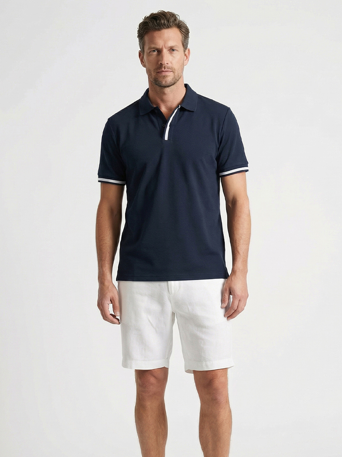 Lacivert Pamuk Dokulu Slim Fit Tişört