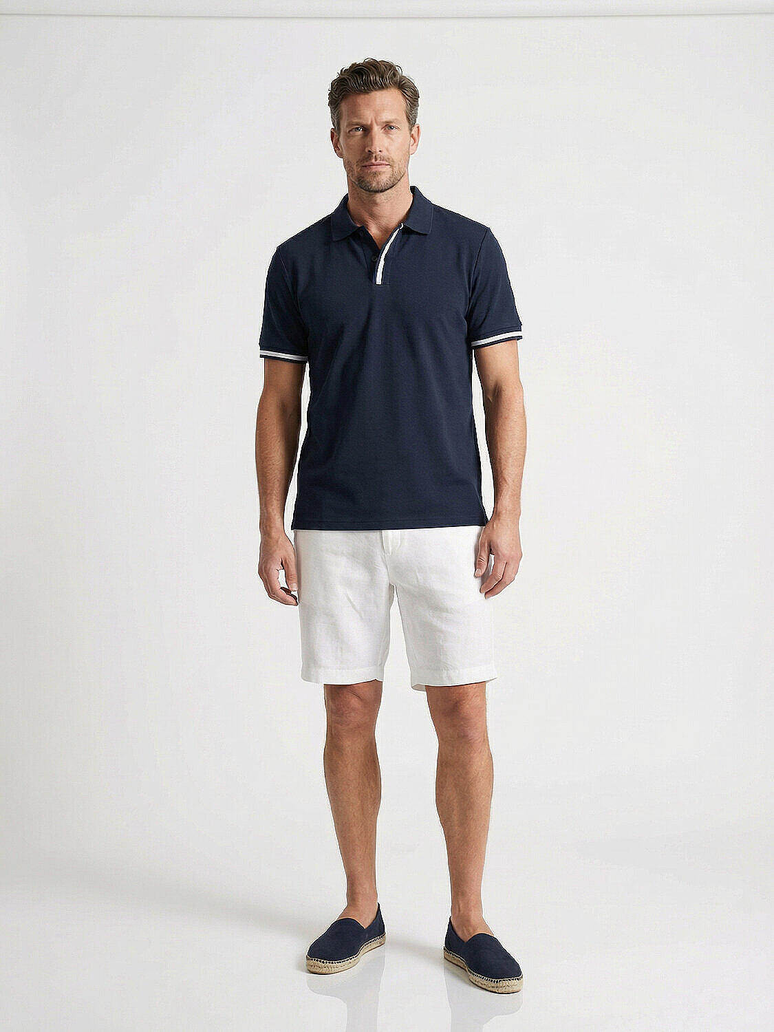 Lacivert Pamuk Dokulu Slim Fit Tişört - 2