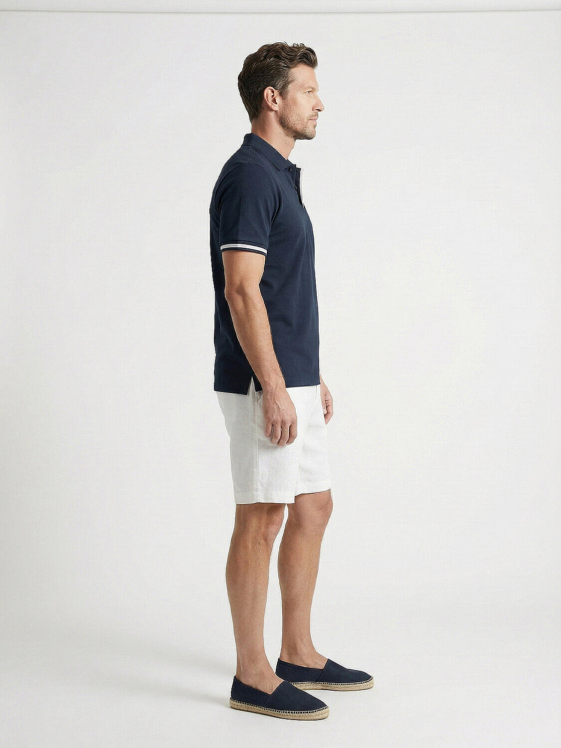 Lacivert Pamuk Dokulu Slim Fit Tişört - 3