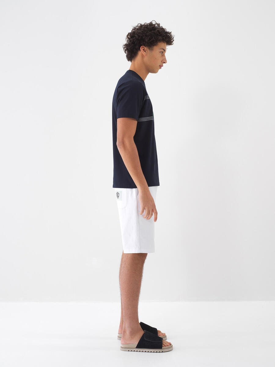 Lacivert Pamuk Dokulu Regular Fit Tişört - 3