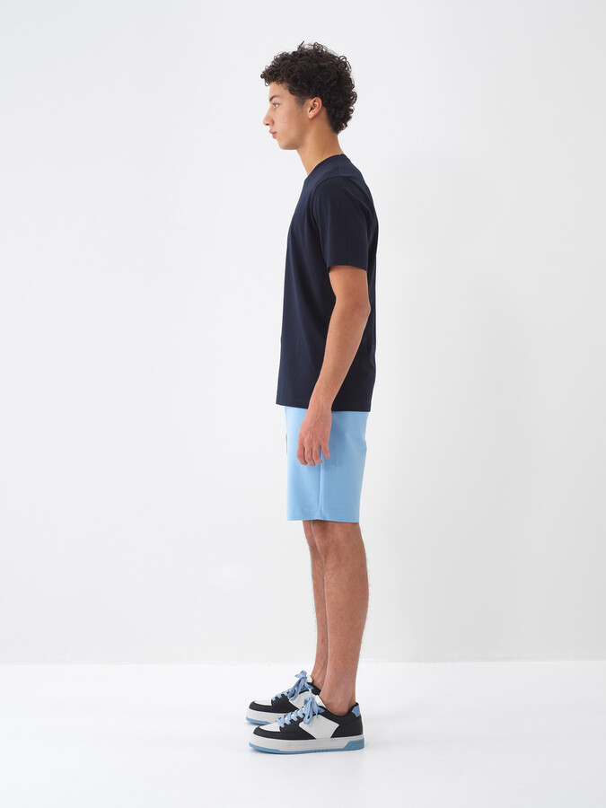 Lacivert Pamuk Dokulu Regular Fit Tişört - 5