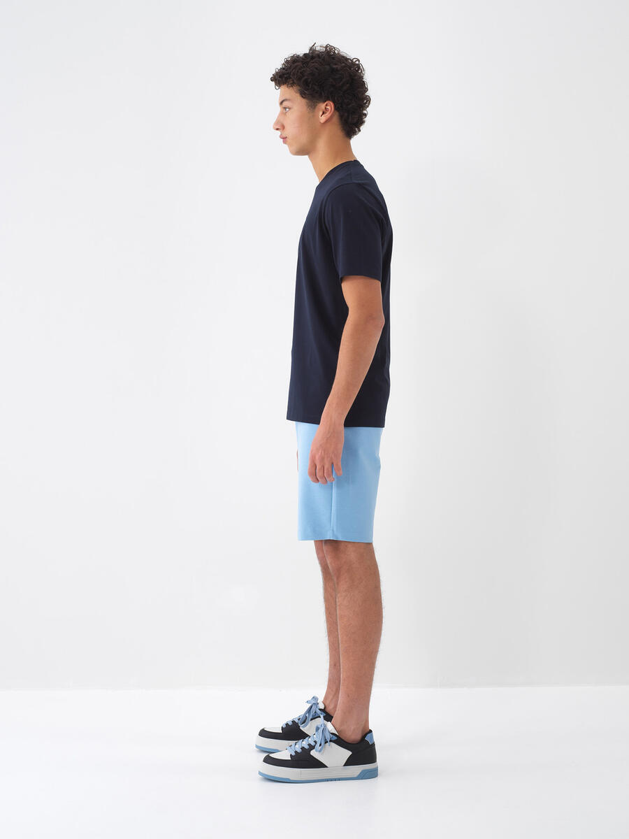 Lacivert Pamuk Dokulu Regular Fit Tişört - 5