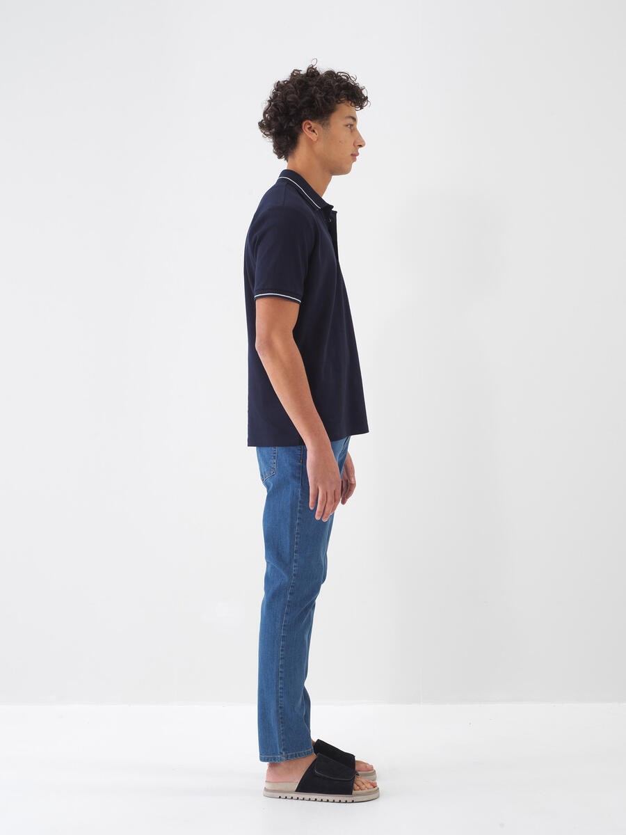 Lacivert Pamuk Dokulu Regular Fit Tişört - 3