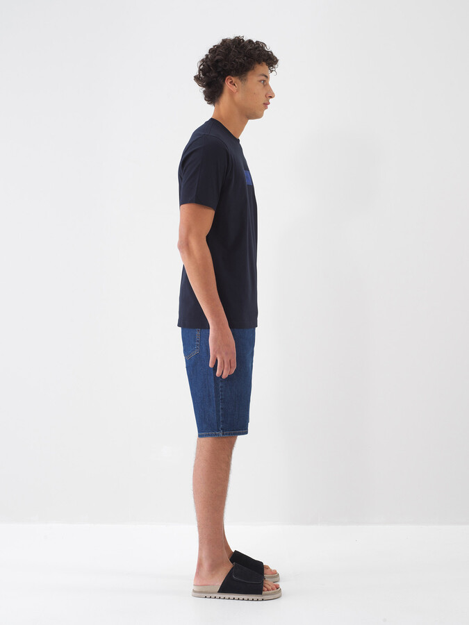 Lacivert Pamuk Dokulu Regular Fit Tişört - 3
