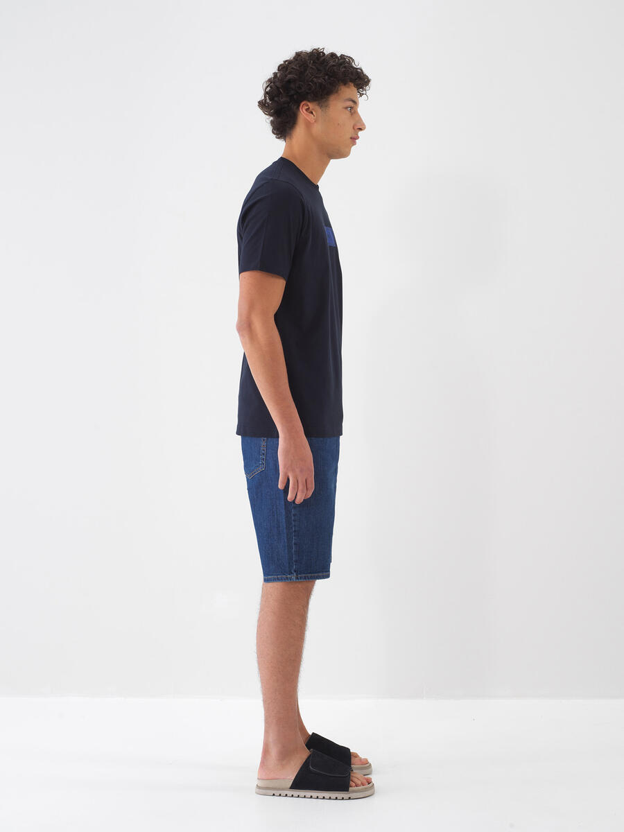 Lacivert Pamuk Dokulu Regular Fit Tişört - 3