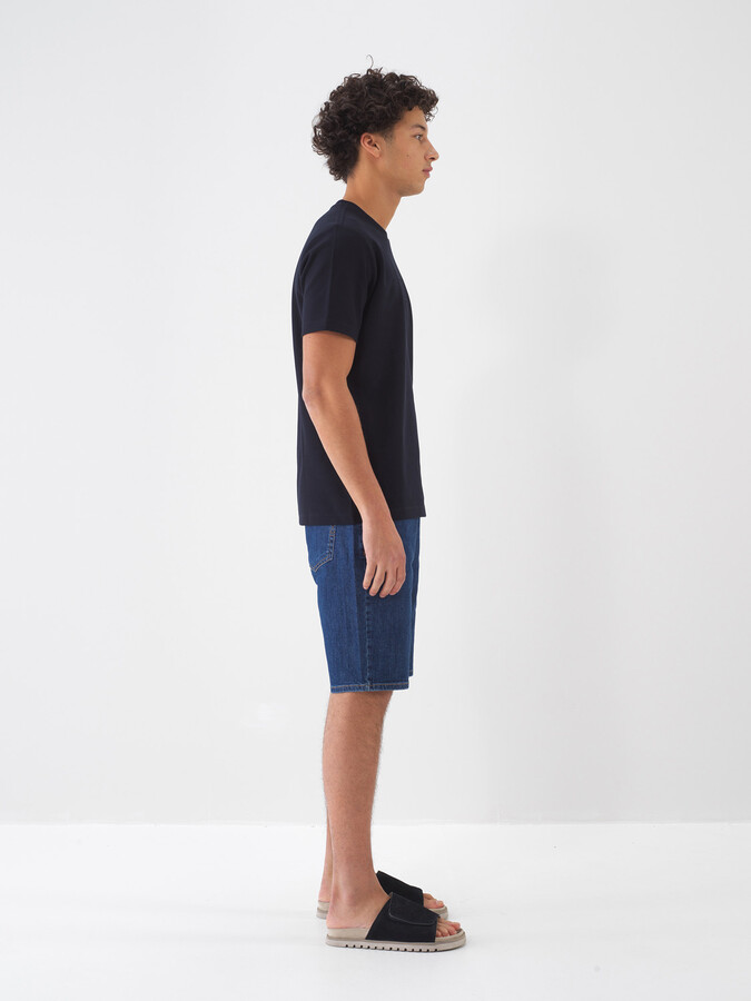 Lacivert Pamuk Dokulu Regular Fit Tişört - 3