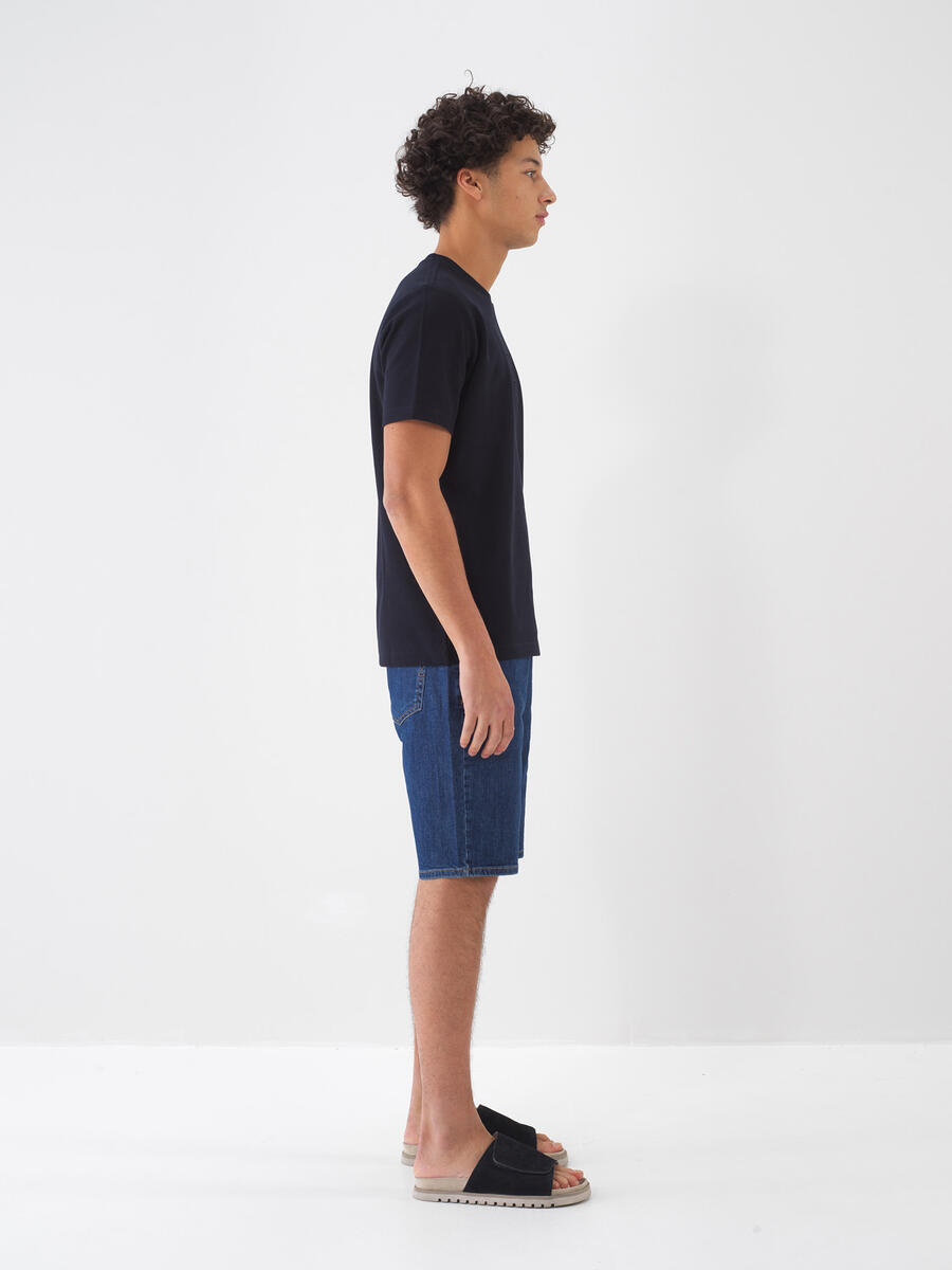 Lacivert Pamuk Dokulu Regular Fit Tişört - 3