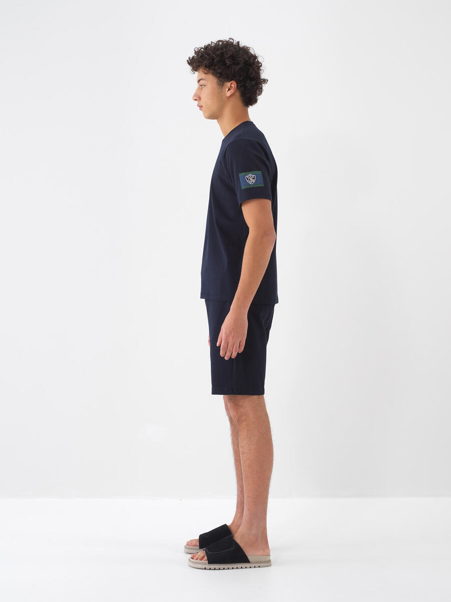 Lacivert Pamuk Dokulu Regular Fit Tişört - 5