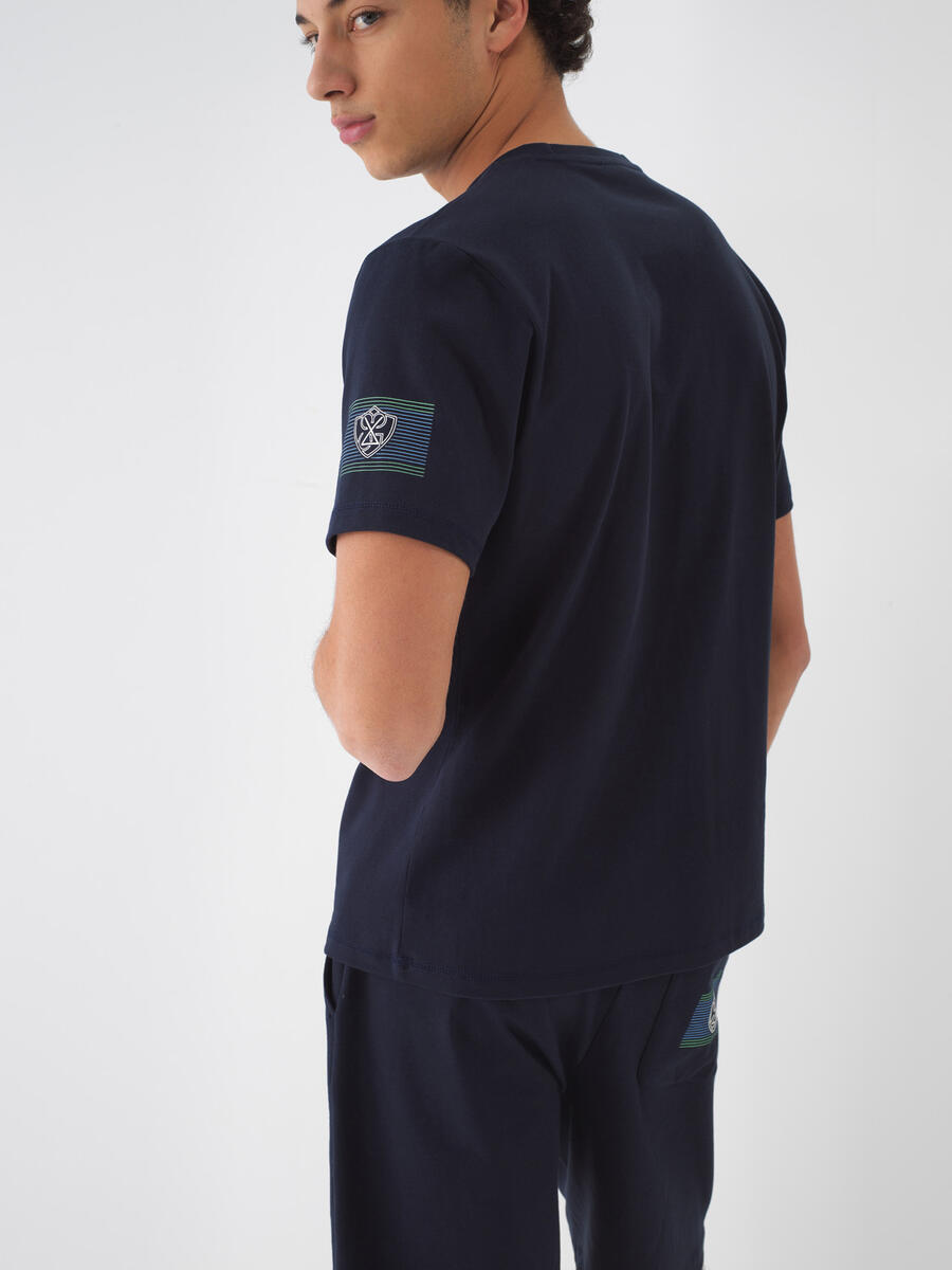 Lacivert Pamuk Dokulu Regular Fit Tişört - 3