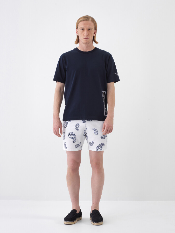 Lacivert Pamuk Dokulu Regular Fit Tişört - 2