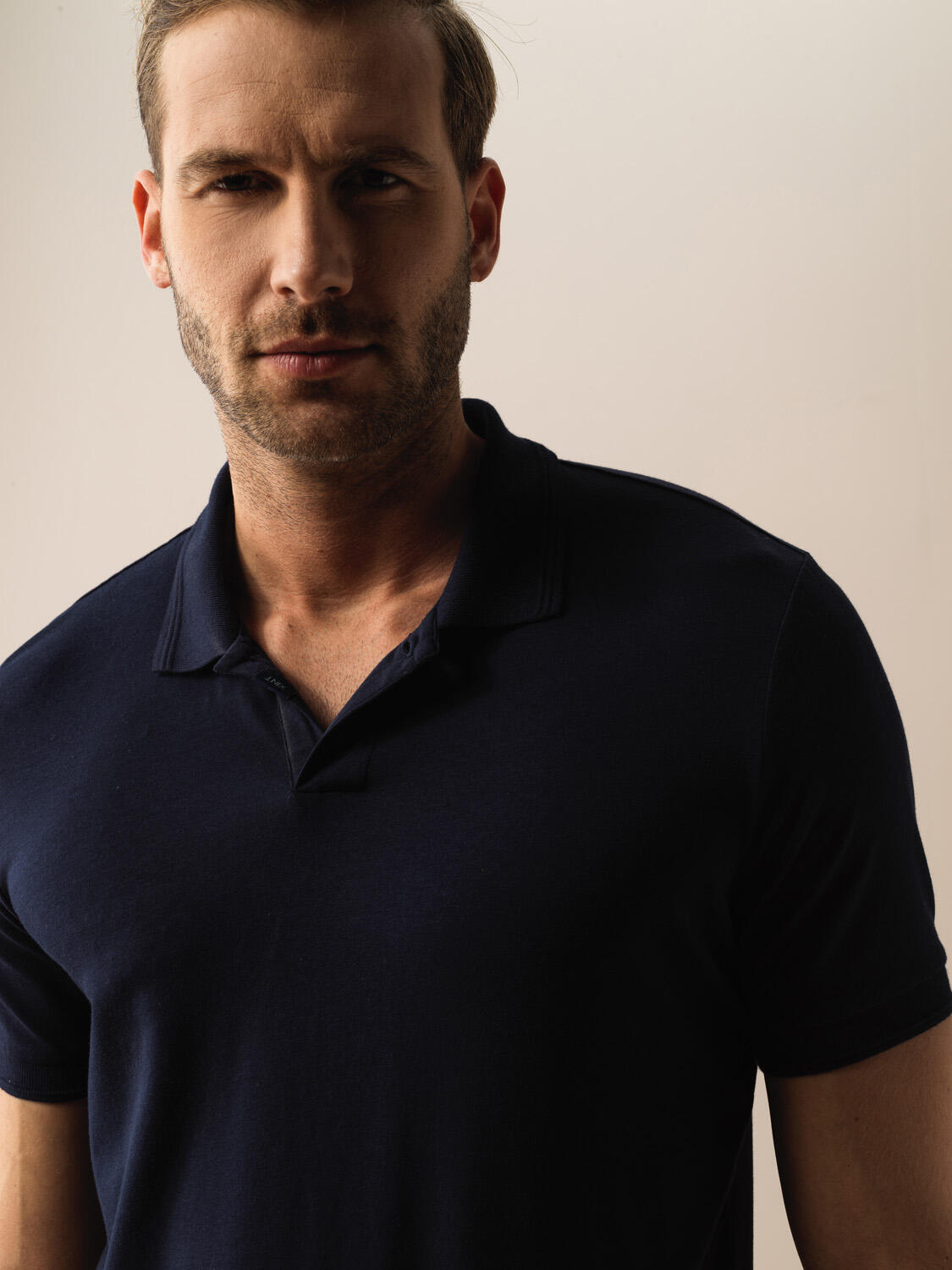 Lacivert Pamuk Dokulu Slim Fit Tişört