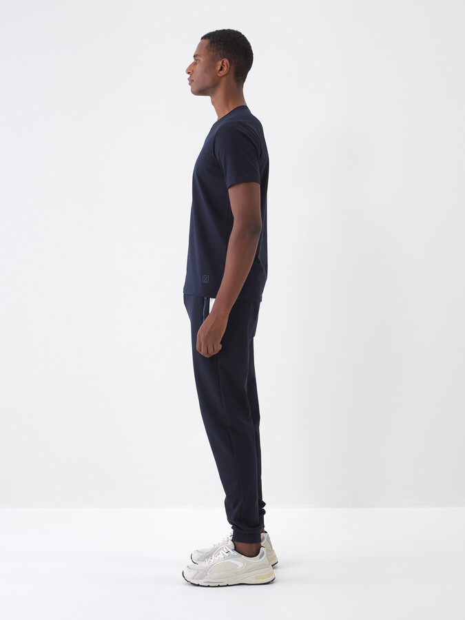 Lacivert Pamuk Dokulu Slim Fit Tişört - 5