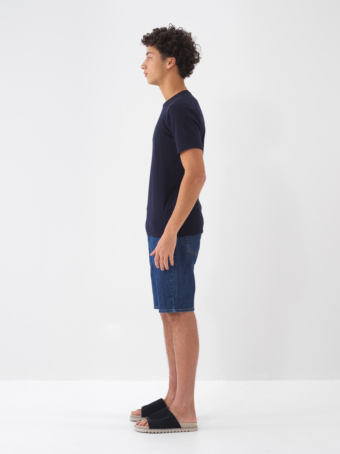 Lacivert Pamuk Dokulu Slim Fit Tişört - 4