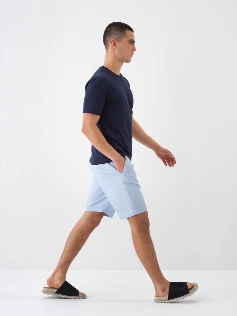 Lacivert Pamuk Dokulu Slim Fit Tişört - 3