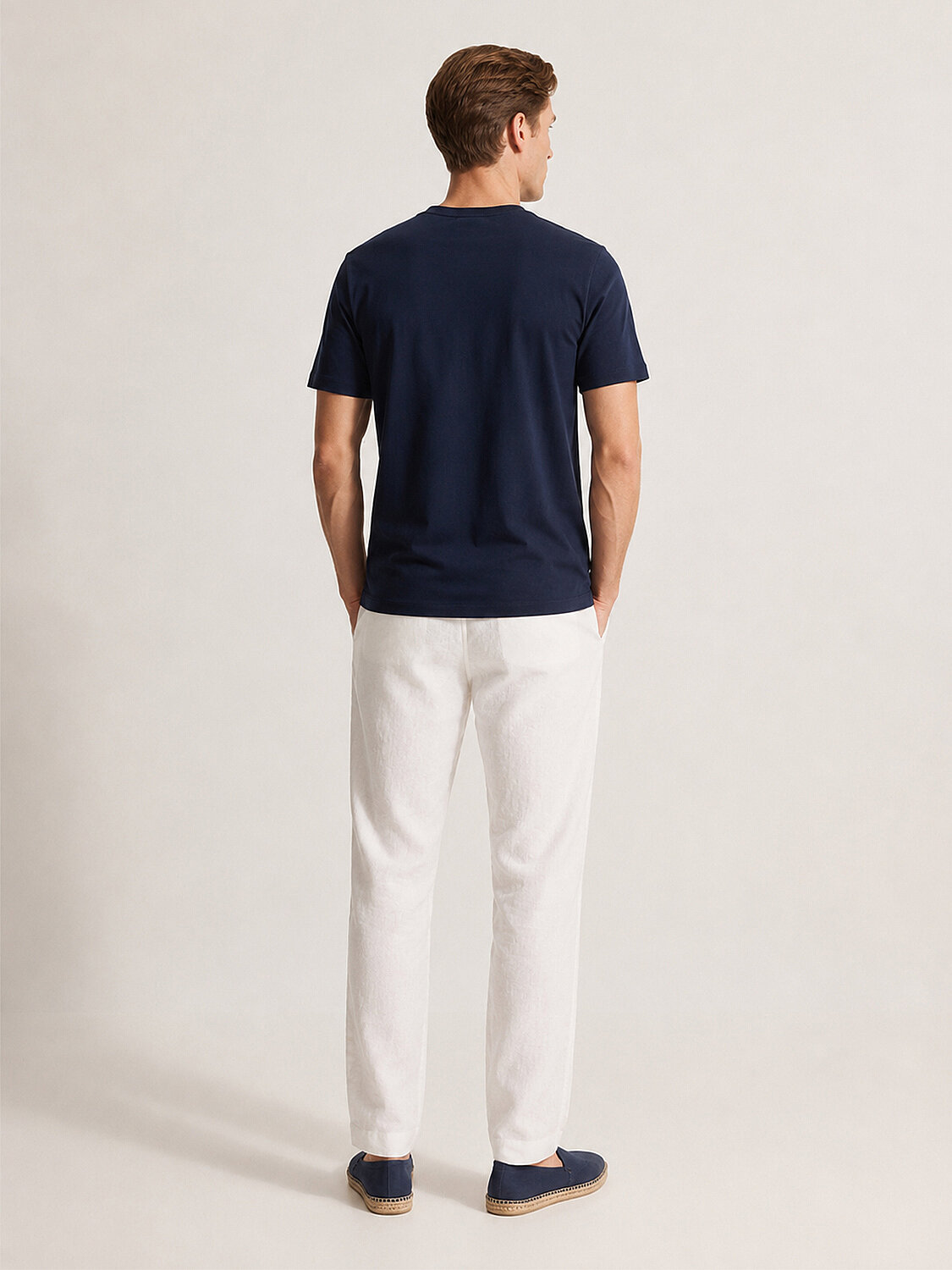 Lacivert Pamuk Dokulu Slim Fit Tişört - 4