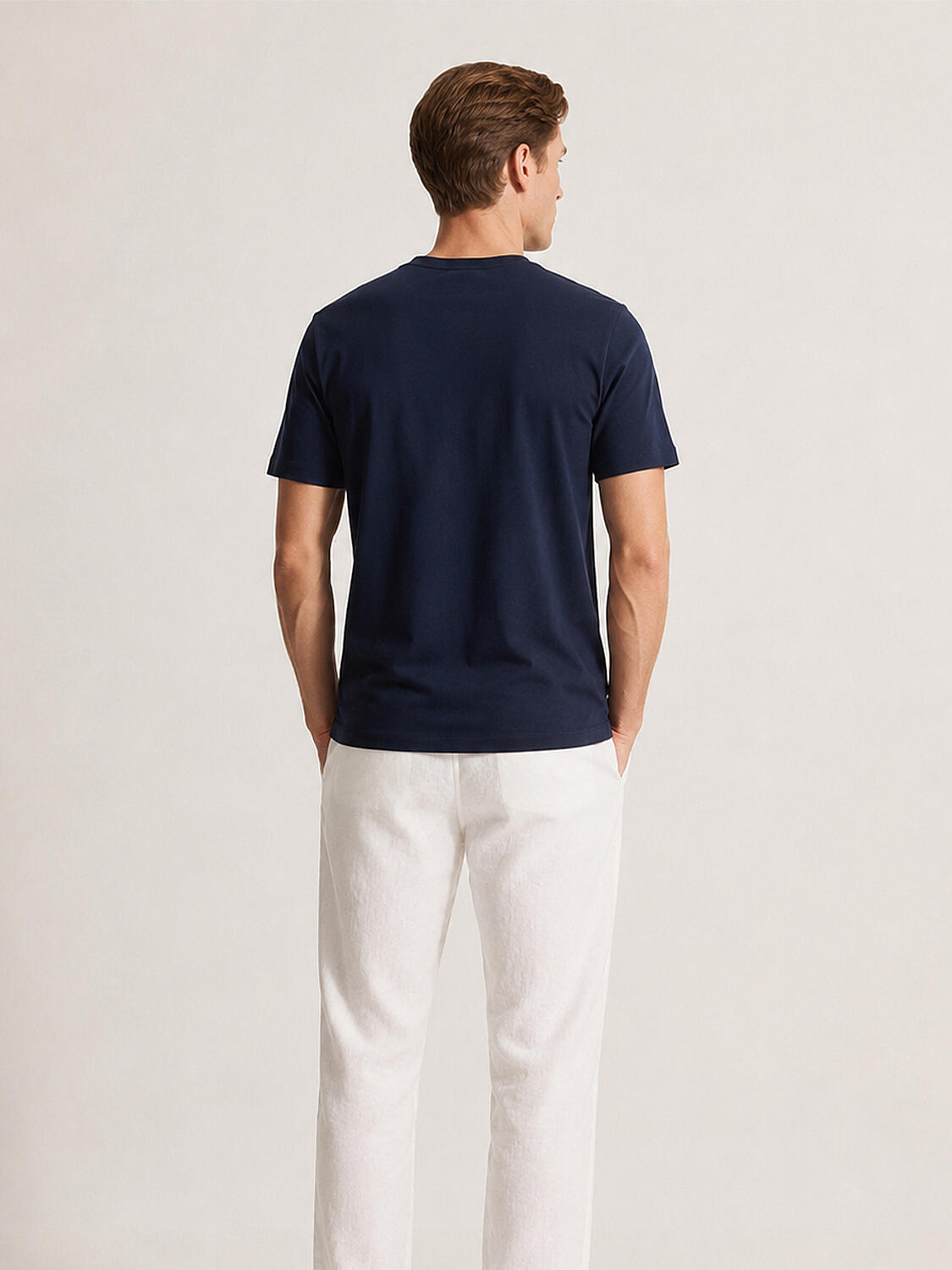 Lacivert Pamuk Dokulu Slim Fit Tişört - 3